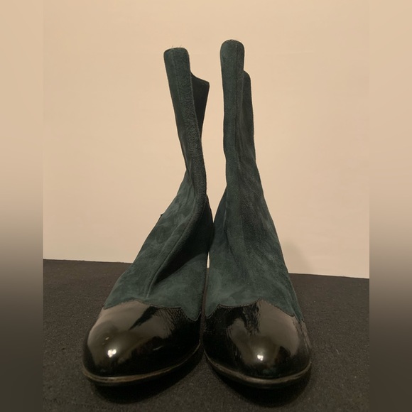 ** Jill Stuart Size 38 Deep Teal Emerald Suede Ankle Booties - Picture 5 of 11